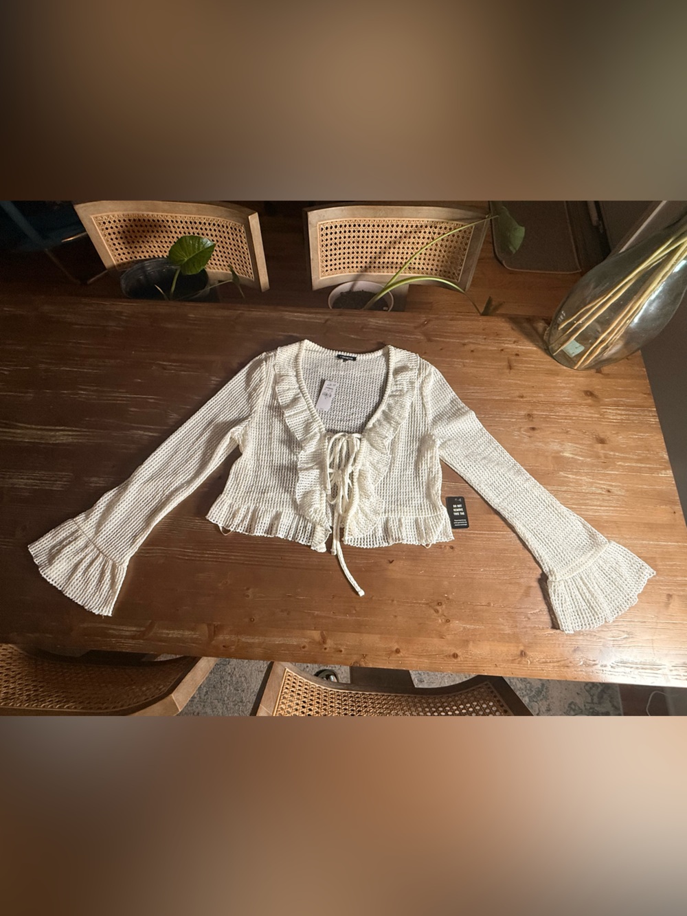 Express Cream Open Weave Sweater